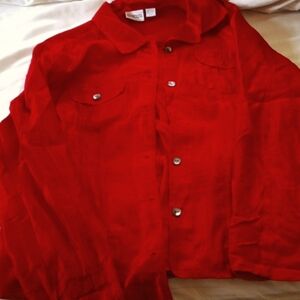 Chico's red silk jacket 10/12